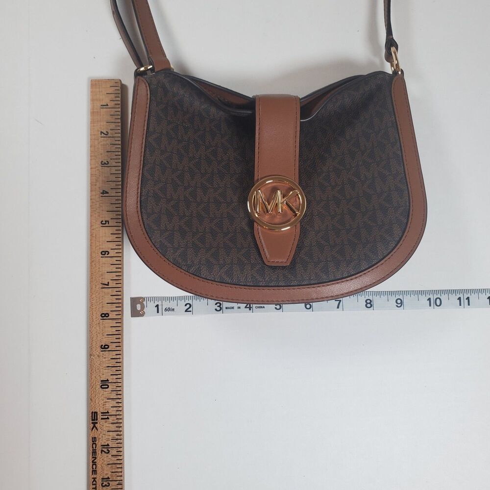 Michael Kors Women’s Crossbody Bag Small Brown "Gabby" Logo Print Hobo MK - Picture 11 of 13